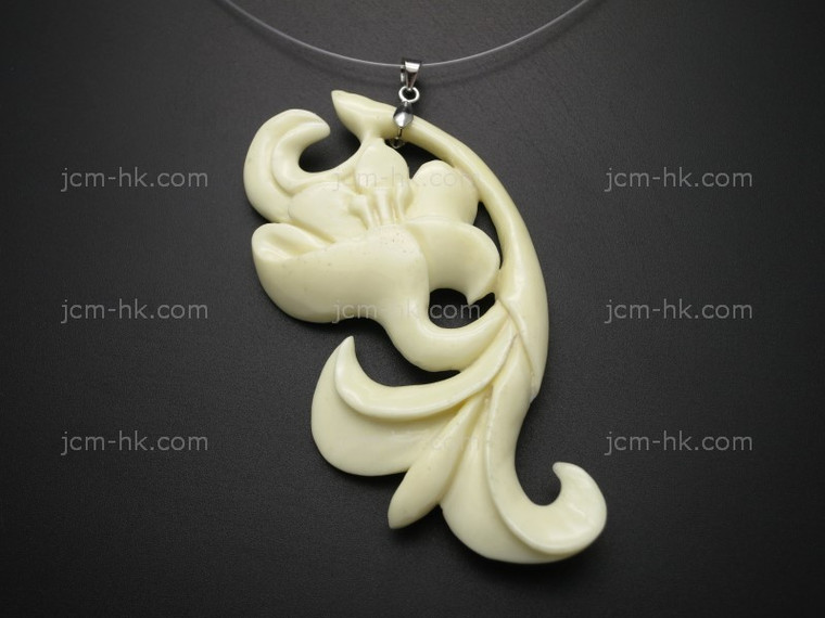 38x76mm Buffalo Bone flower Designer Bead Pendant [z8451]