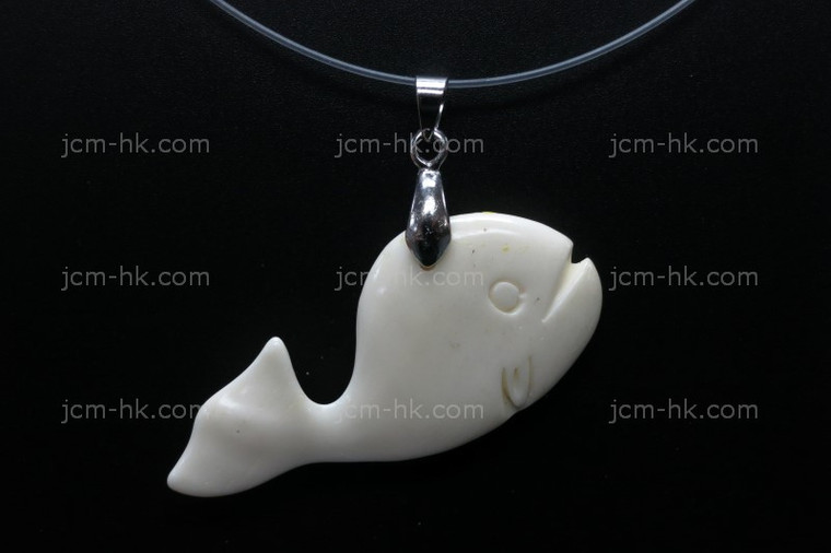 45x20mm Buffalo Bone Whale Designer Bead Pendant [z7082]