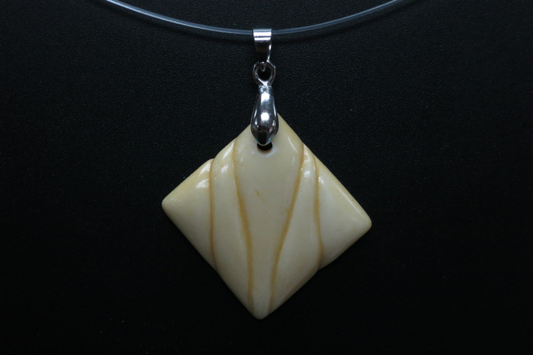32x32mm Buffalo Bone Carved Designer Bead Pendant [z5392]