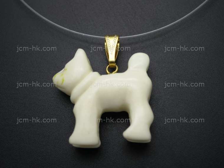 28x25mm Buffalo Bone Dog Designer Bead Pendant [z5622]