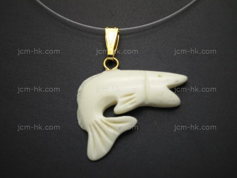 32x20mm Buffalo Bone Fish Designer Bead Pendant [z5639]