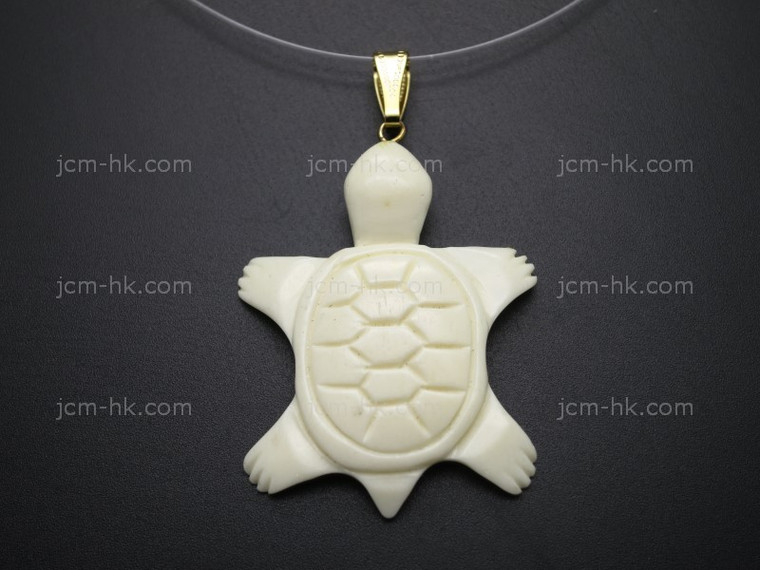 30x38mm Buffalo Bone Turtle Designer Bead Pendant [z5599]