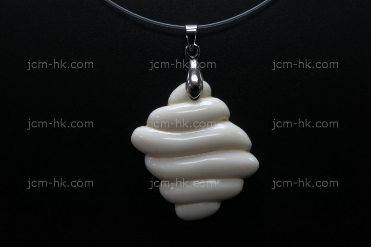 30x28mm Buffalo Bone Carved Designer Bead Pendant [z7060]