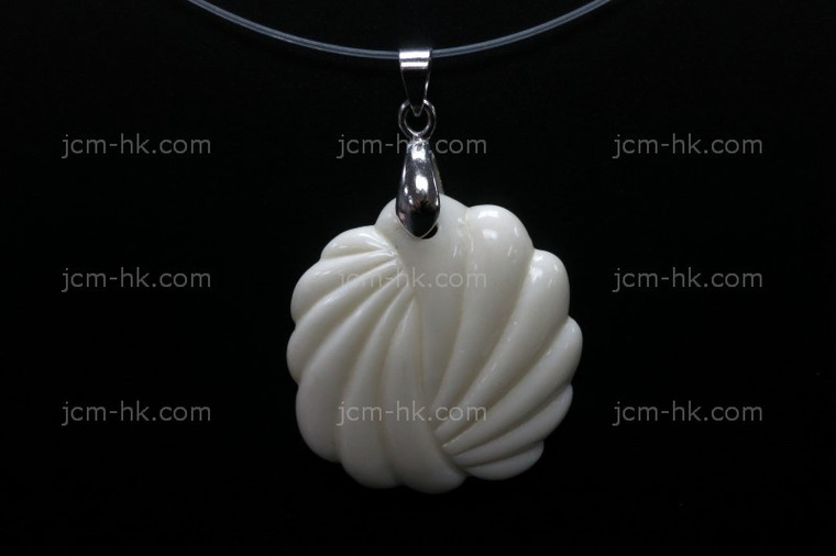28x28mm Buffalo Bone Carved Designer Bead Pendant [z7093]