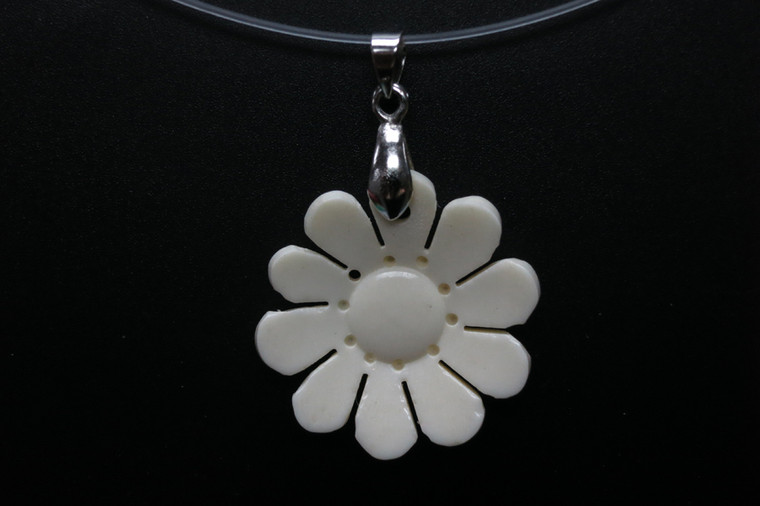 28x28mm Buffalo Bone flower Designer Bead Pendant [z5679]