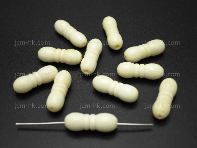6x18mm Buffalo Bone Caspule Carved Beads 11pcs. [z2172]