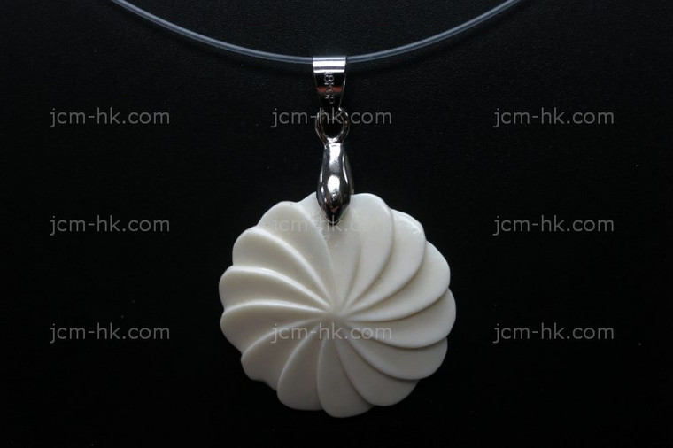 28x28mm Buffalo Bone Carved Designer Bead Pendant [z7431]