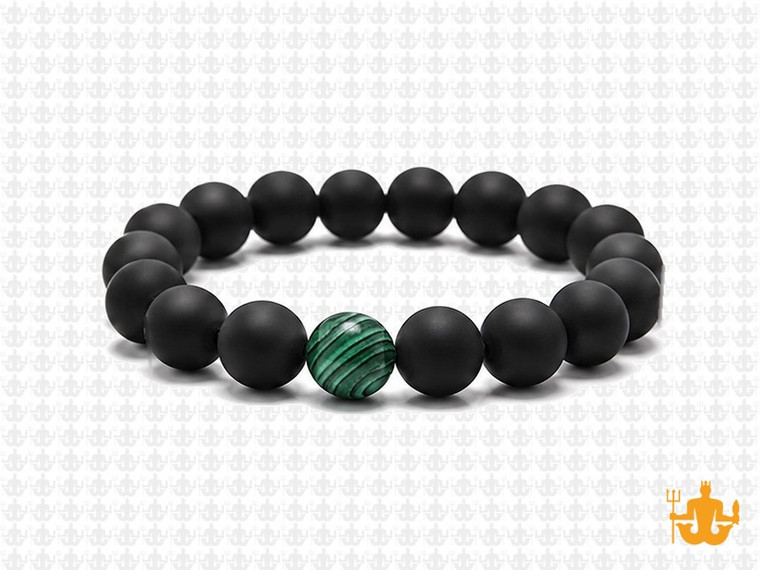 10mm Onyx Obsidian Elastic Bracelet 7.5" [b4b65g]