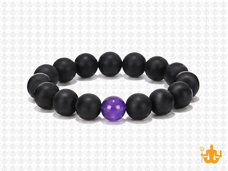 10mm Onyx Obsidian Elastic Bracelet 7.5" [b4b65p]
