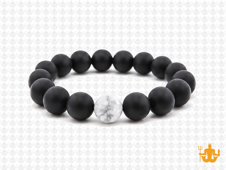 10mm Onyx Obsidian Elastic Bracelet 7.5" [b4b65w]