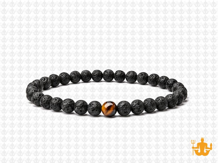 4mm Volcano Black Lava Elastic Bracelet 7.5" natural [b1d50c]