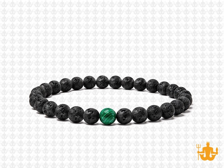 4mm Volcano Black Lava Elastic Bracelet 7.5" natural [b1d50g]