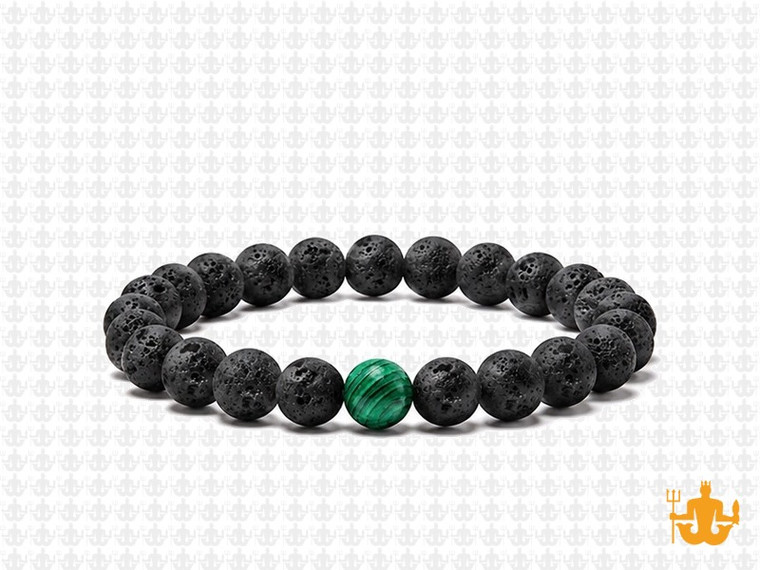 6mm Volcano Black Lava Elastic Bracelet 7.5" natural [b2d50g]
