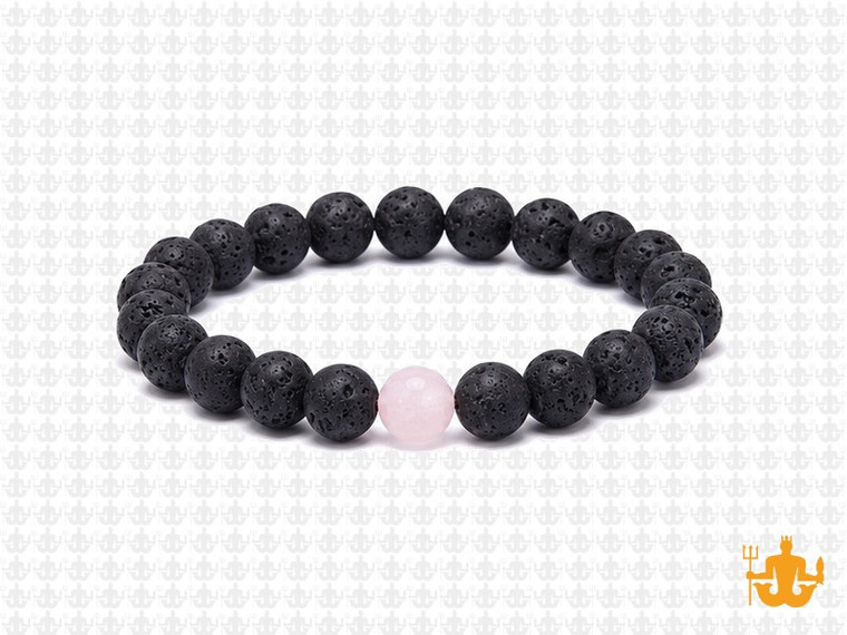 8mm Volcano Black Lava Elastic Bracelet 7.5" natural [b3d50f]