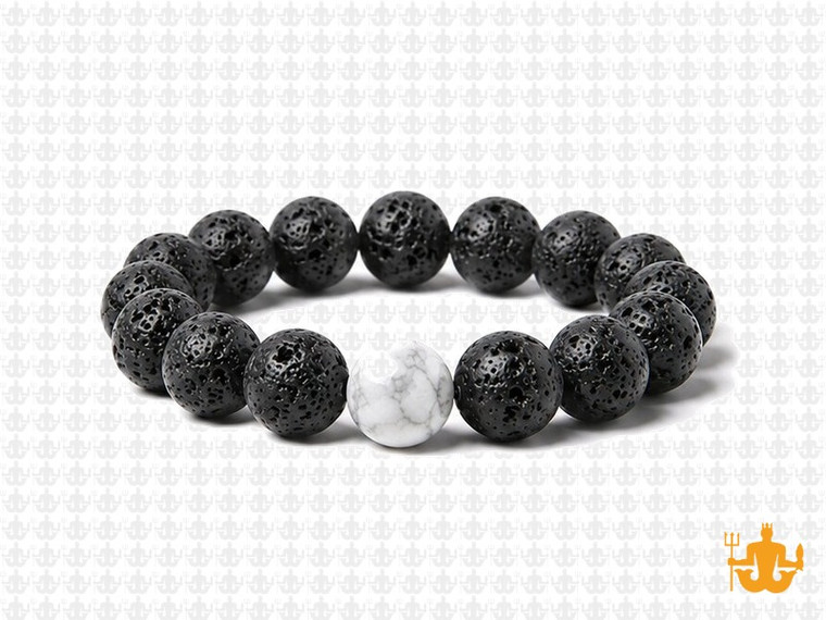 10mm Volnolack Lava Elastic Bracelet 7.5" natural [b4d50w]