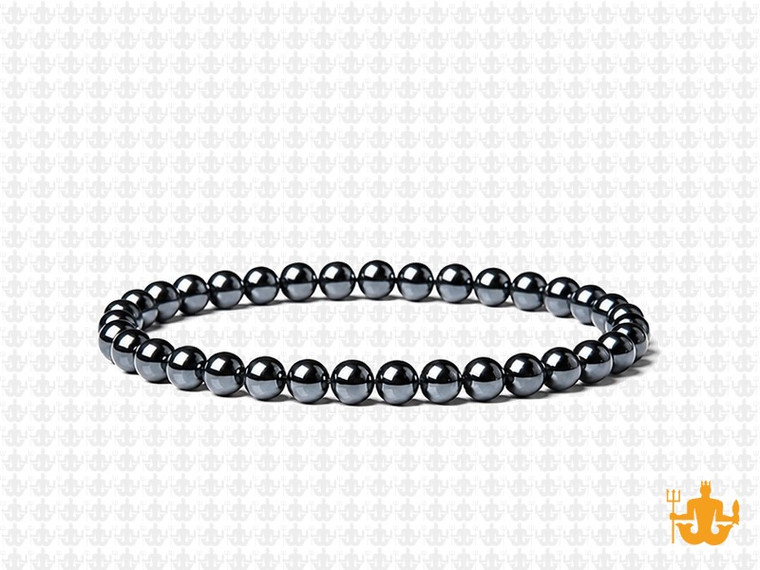 4mm Hematite Elastic Bracelet 7.5" synthetic [b1a21]