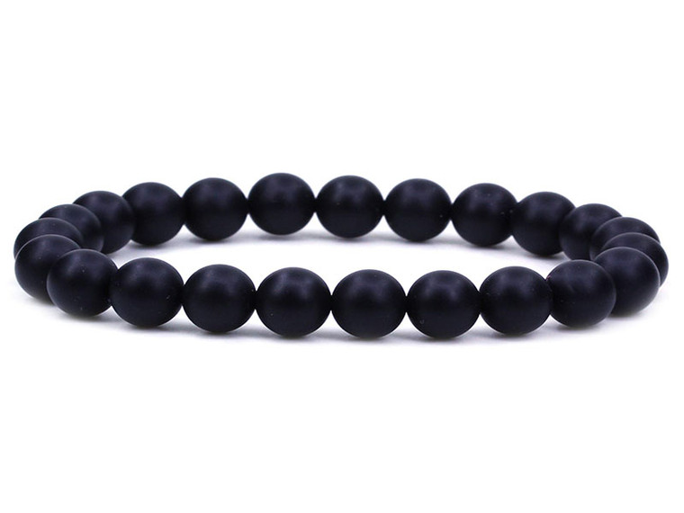 6mm Matte Black Onyx Elastic Bracelet 7.5" [b2b65m]