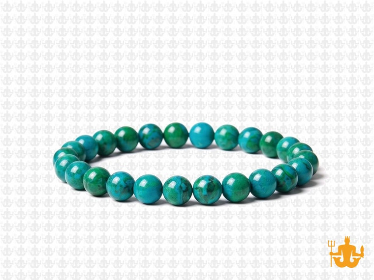 6mm Azurite Chrysocolla Elastic Bracelet 7.5" dyed [b2d41]
