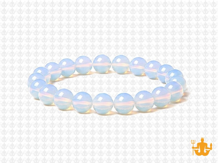 8mm Moonstone Opalite Elastic Bracelet 7.5" synthetic [b3a43]