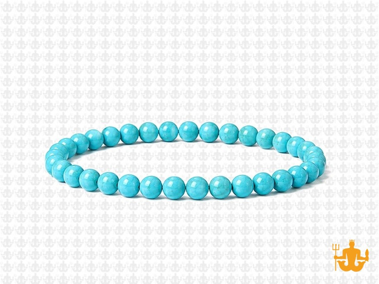 4mm Blue Turquoise Elastic Bracelet 7.5" stabilized [b1d21]