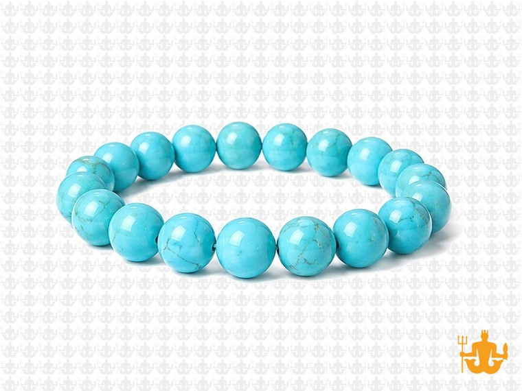 8mm Blue Turquoise Elastic Bracelet 7.5" stabilized [b3d21]