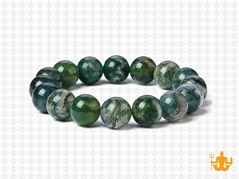 10mm Moss Agate Elastic Bracelet 7.5" natural [b4d3]