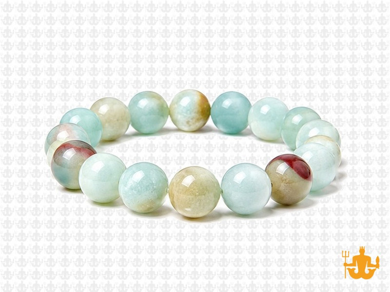 10mm Gold Black Amazonite Elastic Bracelet 7.5" natural [b4r36]