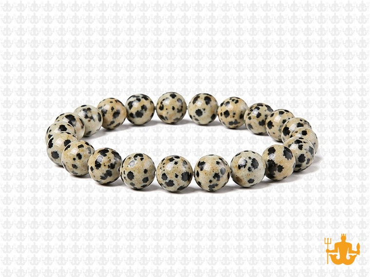 8mm Dalmatian Jasper Elastic Bracelet 7.5" natural [b3b23]