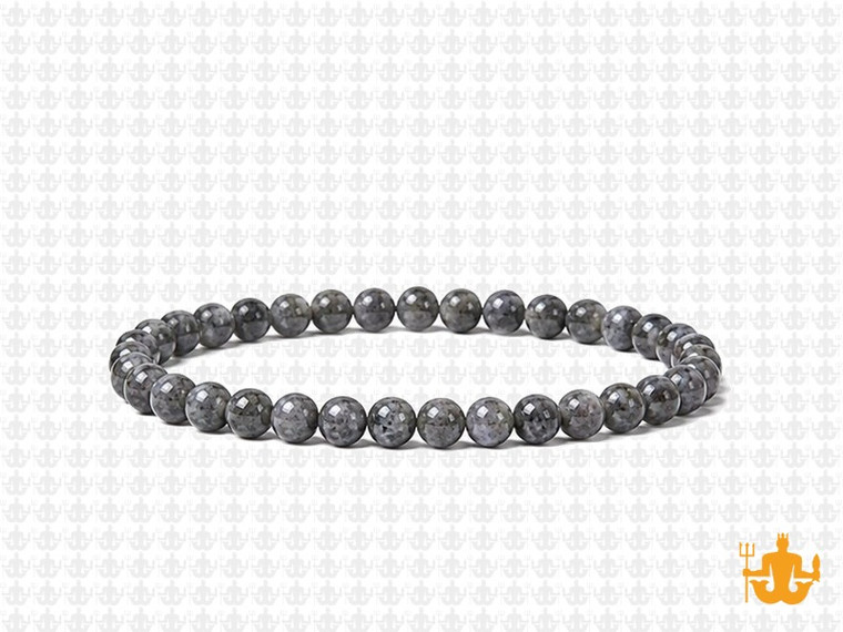 4mm Black Labradorite Elastic Bracelet 7.5" natural [b1d40]