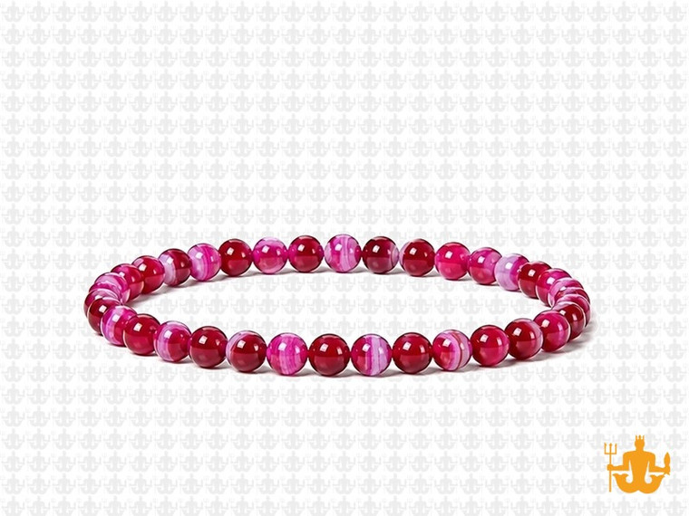 4mm Rose Banded Agate Elastic Bracelet 7.5" dyed [b1f21]