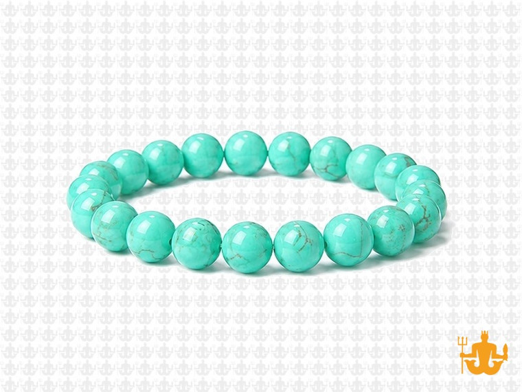 8mm Green Turquoise Elastic Bracelet 7.5" stabilized [b3d22]