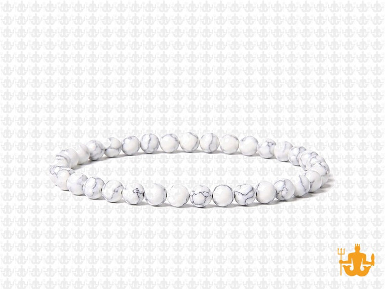 4mm White Turquoise Elastic Bracelet 7.5" stabilized [b1d23]