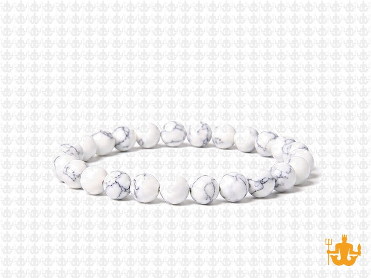 6mm White Turquoise Elastic Bracelet 7.5" stabilized [b2d23]