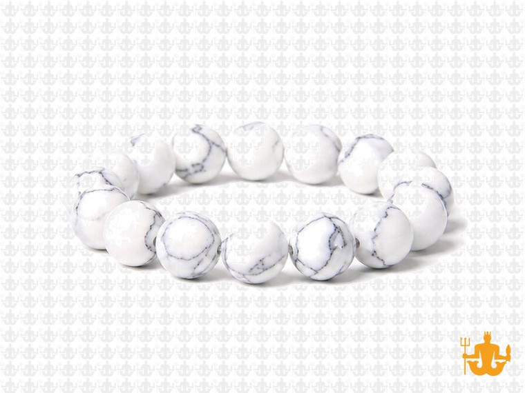 10mm White Turquoise Elastic Bracelet 7.5" stabilized [b4d23]