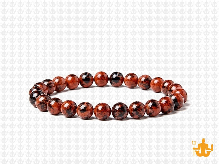 6mm Mahogany Obsidian Elastic Bracelet 7.5" natural [b2b28]