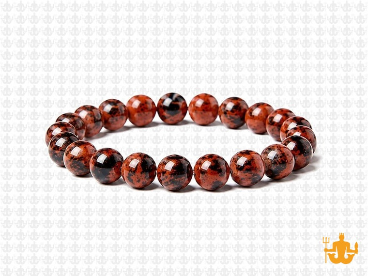 8mm Mahogany Obsidian Elastic Bracelet 7.5" natural [b3b28]
