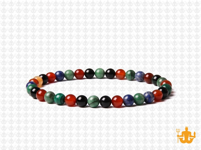 4mm Mix Agate Elastic Bracelet 7.5" dyed [b1d29]