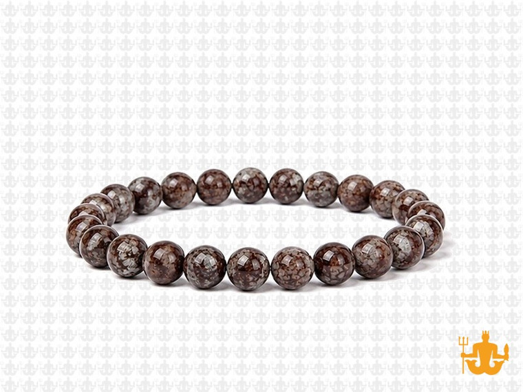 6mm Brown Snowflake Elastic Bracelet 7.5" natural [b2b4]