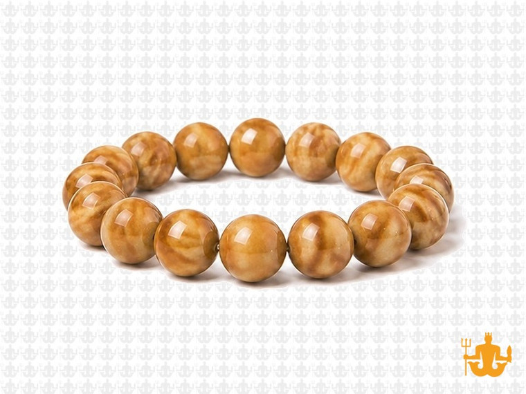 10mm Gold Lace Agate Elastic Bracelet 7.5" natural [b4c29]