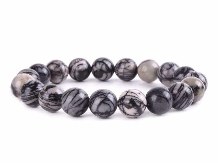4mm Picasso Agate Elastic Bracelet 7.5" natural [b1r43]