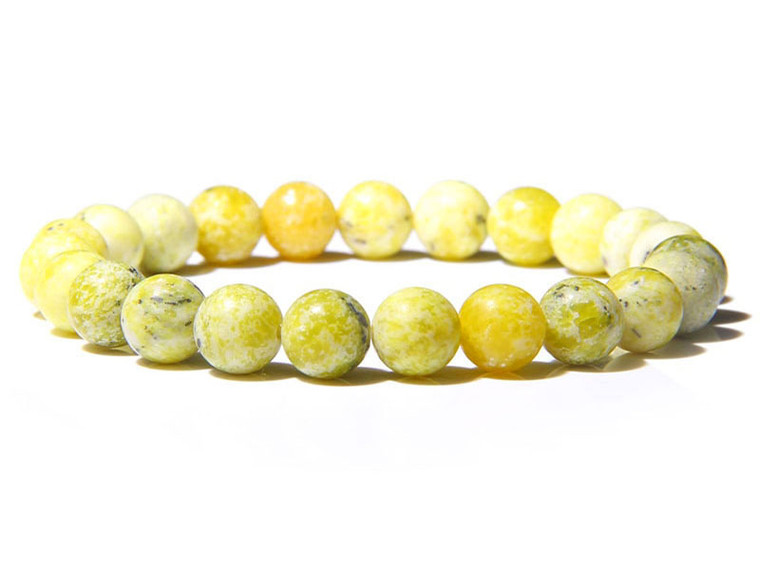 4mm Yellow Serpentine Elastic Bracelet 7.5" natural [b1b33]