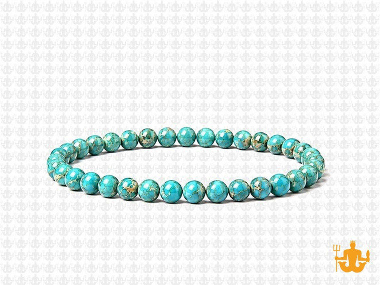 4mm Blue Sea Sediment Elastic Bracelet 7.5" dyed [b1r55b]
