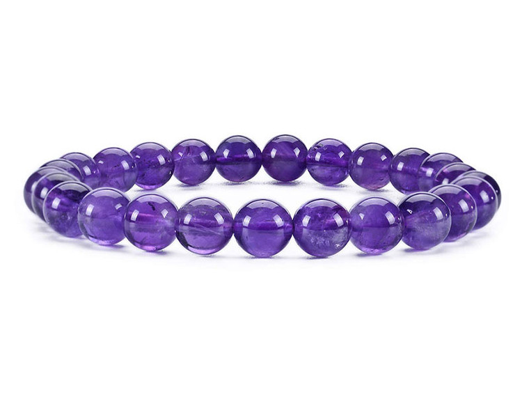 6mm Amethyst Crystal Elastic Bracelet 7.5" natural [b2r6]