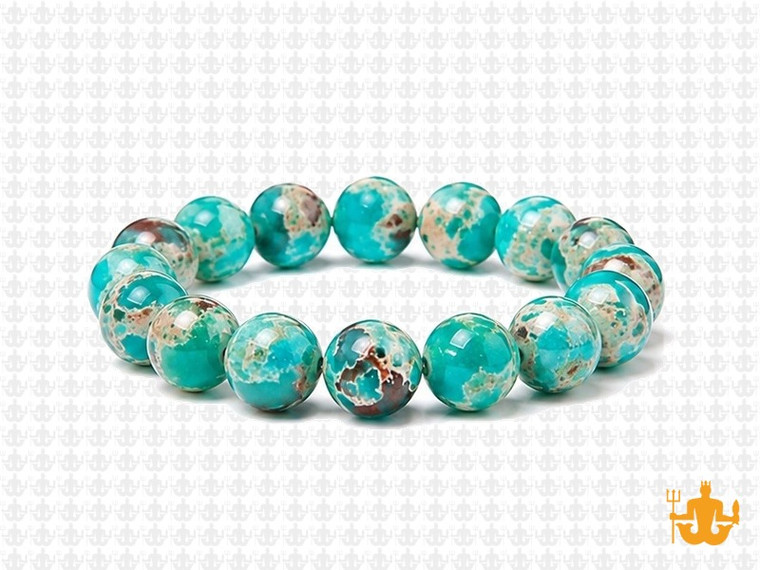 10mm Green Sea Sediment Elastic Bracelet 7.5" dyed [b4r55g]