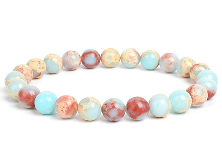 6mm Red Brown Amazonite Elastic Bracelet 7.5" natural [b2r42]