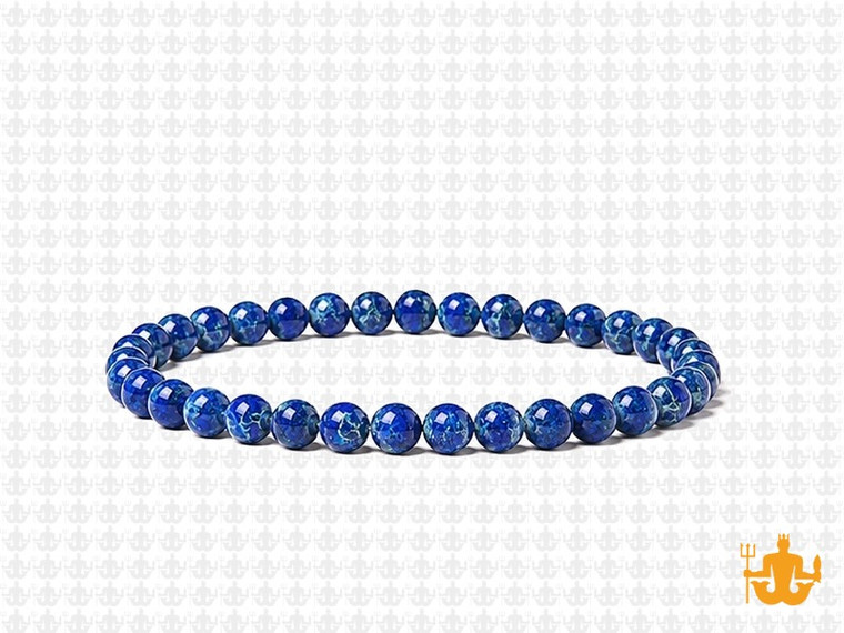 4mm Lapis Sea Sediment Elastic Bracelet 7.5" dyed [b1r55l]