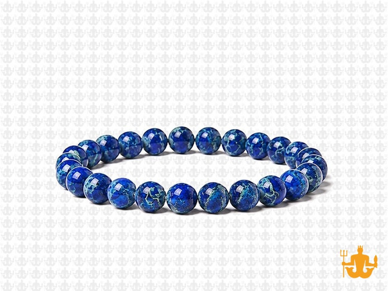 6mm Lapis Sea Sediment Elastic Bracelet 7.5" dyed [b2r55l]