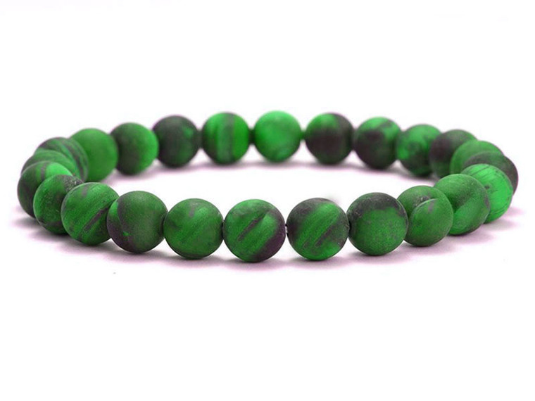 4mm Green Tiger Eye Elastic Bracelet 7.5" dyed [b1g3g]