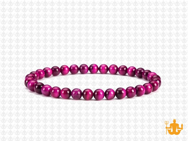 4mm Pink Tiger Eye Elastic Bracelet 7.5" dyed [b1g3f]