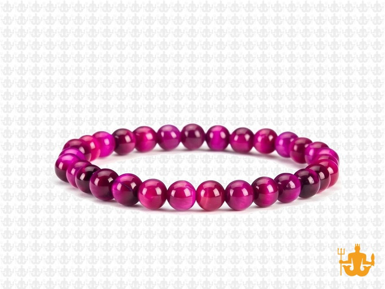 6mm Pink Tiger Eye Elastic Bracelet 7.5" dyed [b2g3f]